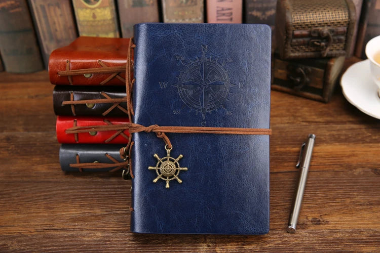 Retro Spiral Vintage Pirate Anchors Leather Note Book