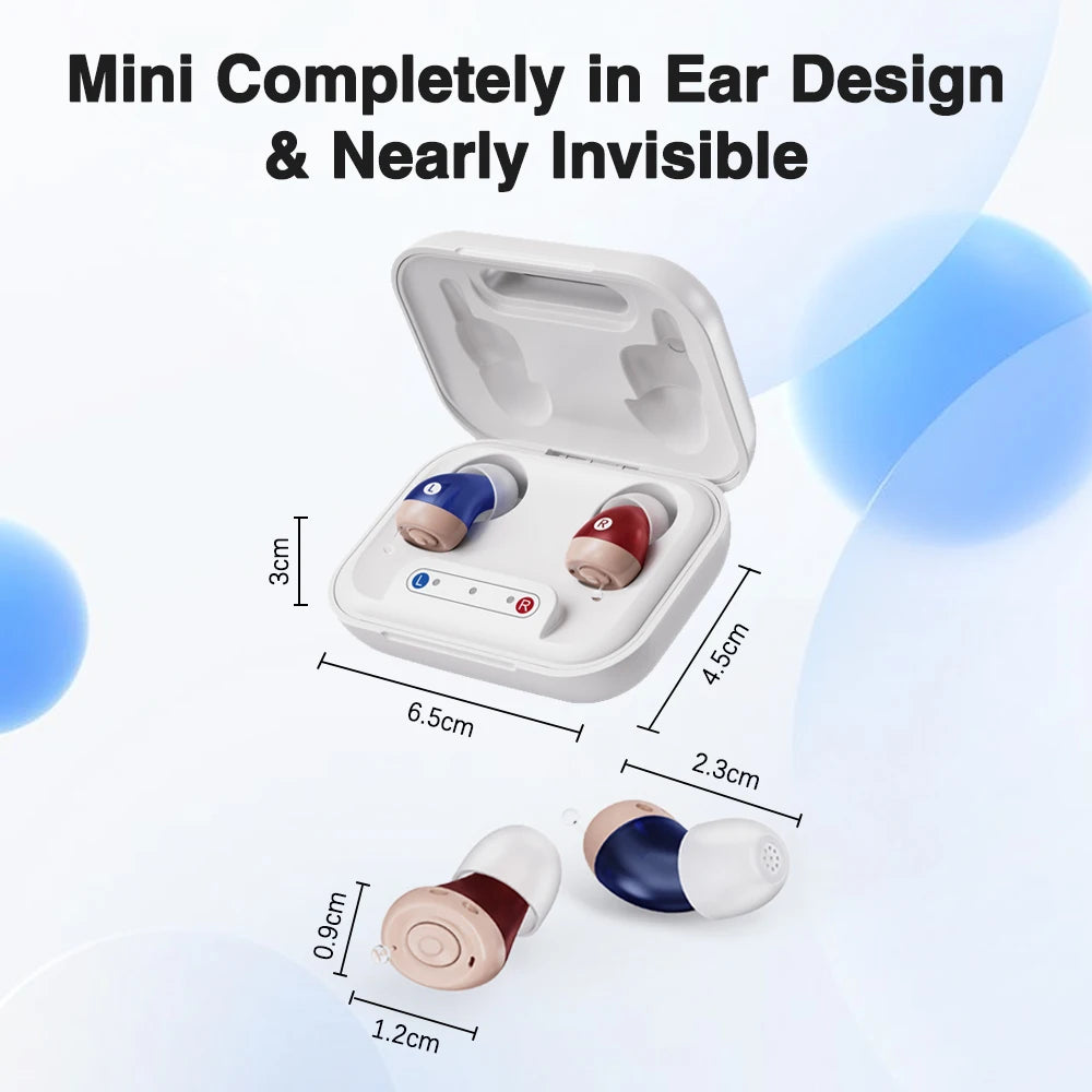 JINGHAO 1 Pair Mini Hearing Aids Rechargable In Ear Hearing Amplifier Sound Enhancer Fashion Design